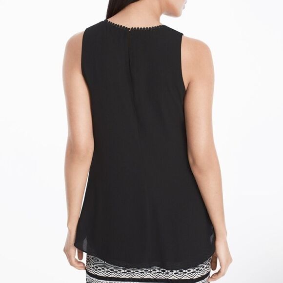 White House Black Market Black Embroidered Shell Sleeveless Top - Picture 3 of 8
